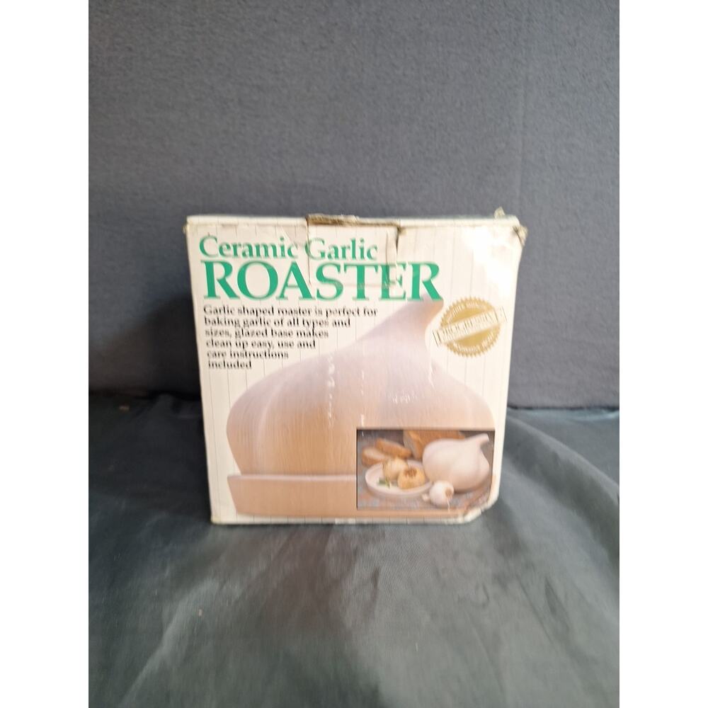 Progressive Terra Cotta Ceramic 5” Garlic Roaster Vintage White GGSB-93 1993